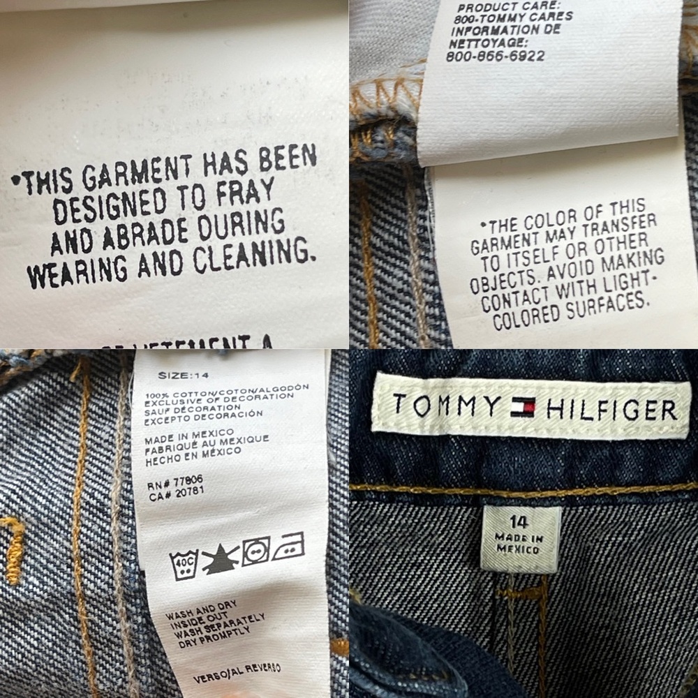 Tommy Hilfiger Distressed Denim Dark Wash Jean Mini Skirt Size 14 - Picture 12 of 14